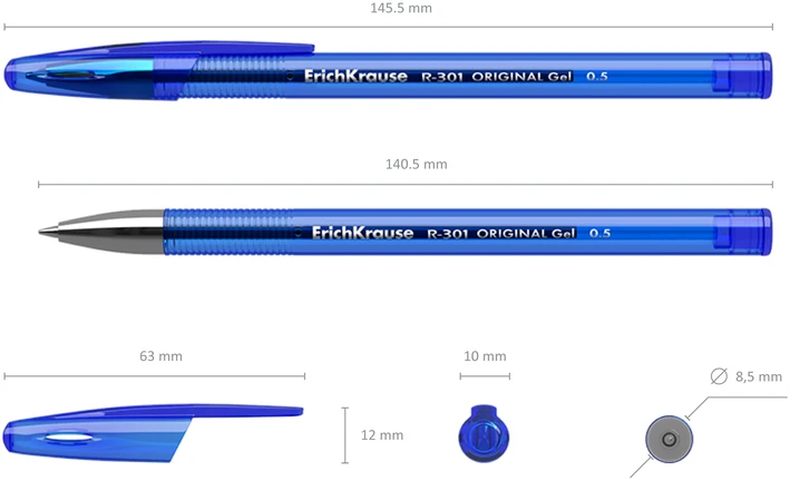 Gelinis rašiklis R-301 ORIGINAL, ErichKrause, 0.5 mm, mėlynos sp.