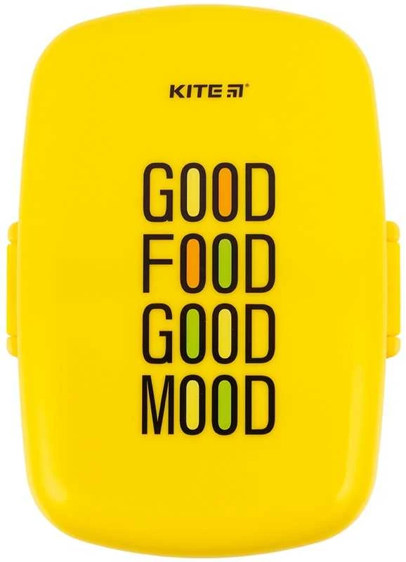 Pietų-užkandžių dėžutė, Kite, 1150ml, su įrankiais, geltona/žalia sp.
