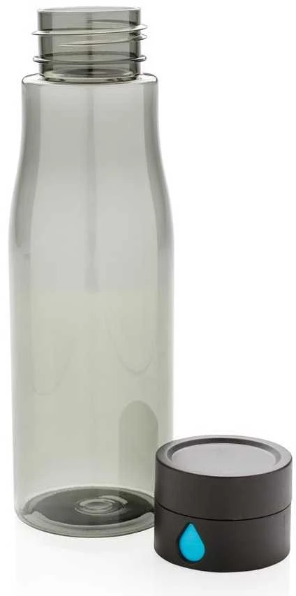 Gertuvė XD XCLUSIVE, 600ml, fiksuojanti išgerto vandens kiekį, permatomas juodos sp. tritano plastikas