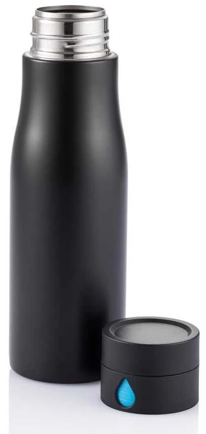 Gertuvė XD XCLUSIVE, 650ml, nerūdijančio plieno korpusas, fiksuojanti išgerto vandens kiekį, juodos sp.