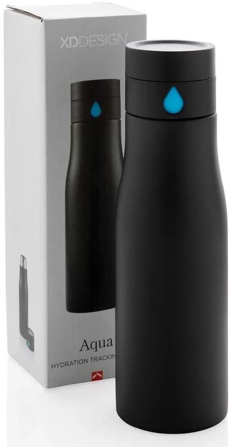Gertuvė XD XCLUSIVE, 650ml, nerūdijančio plieno korpusas, fiksuojanti išgerto vandens kiekį, juodos sp.
