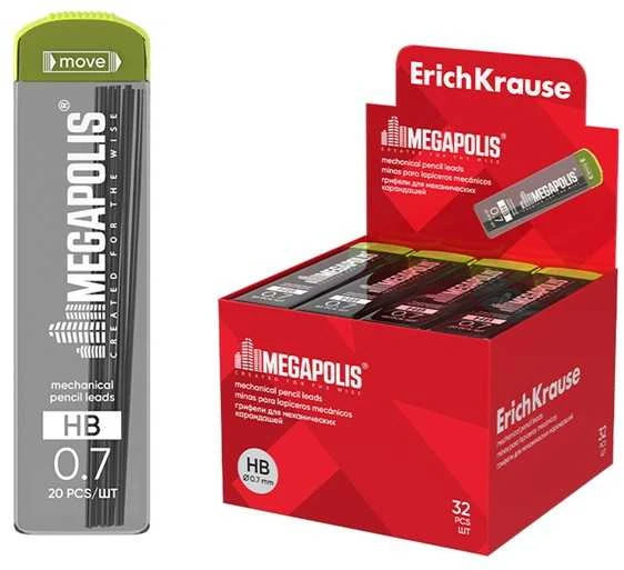Grafitai automatiniams pieštukams MEGAPOLIS CONCEPT, ErichKrause, 0.7mm, HB, 20 vnt.