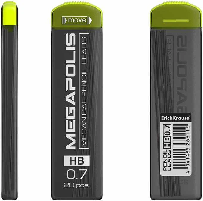 Grafitai automatiniams pieštukams MEGAPOLIS CONCEPT, ErichKrause, 0.7mm, HB, 20 vnt.