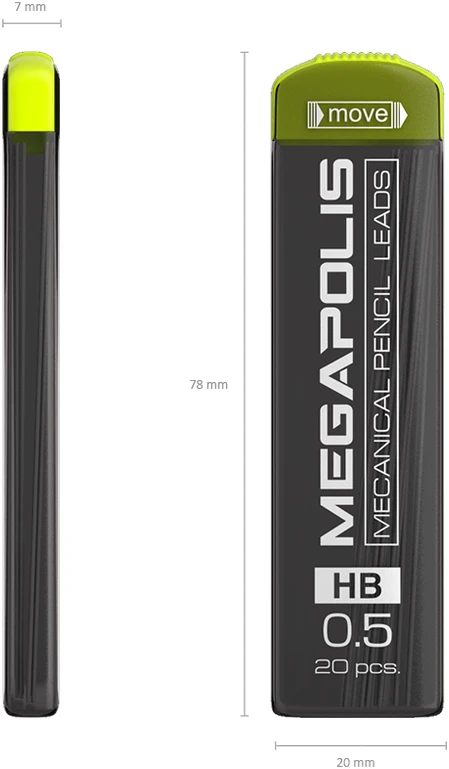 Grafitai automatiniams pieštukams MEGAPOLIS CONCEPT, ErichKrause, 0.5mm, HB, 20 vnt.