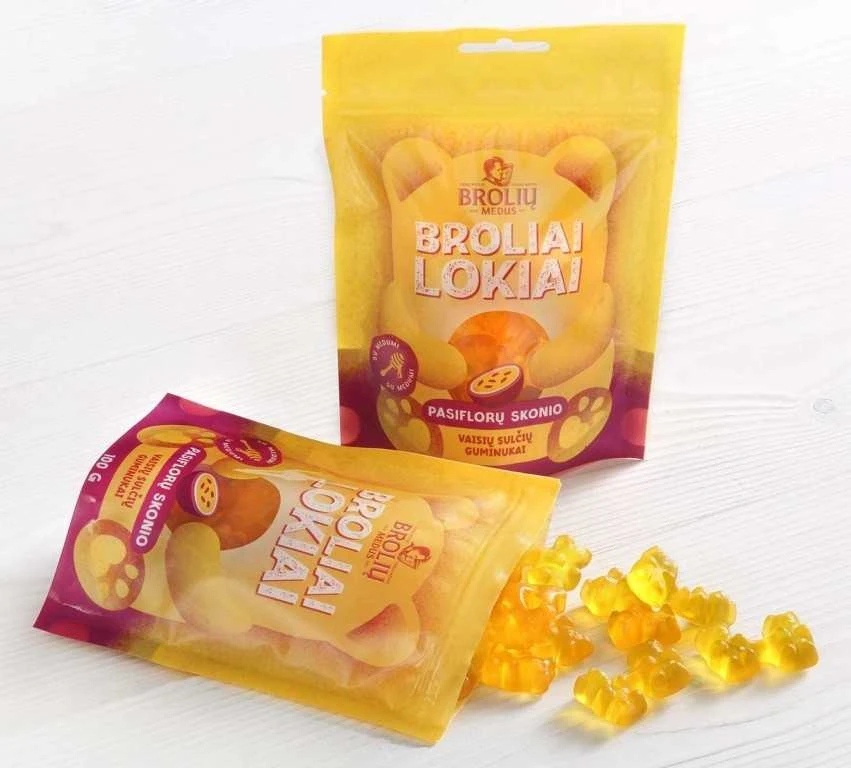 Pasiflorų skonio guminukai Broliai lokiai 100g
