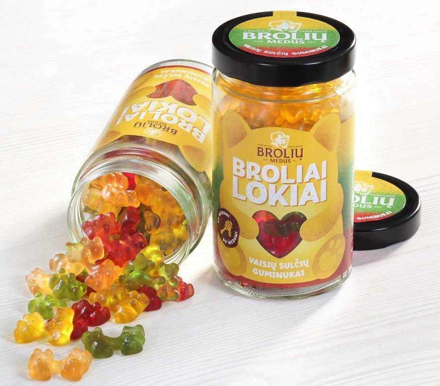 Guminukų rinkinys BROLIAI LOKIAI, obuolių, pasiflorų ir aviečių skonio, stiklainyje, 500g