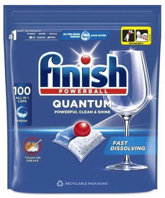 Indaplovių kapsulės FINISH Powerball Quantum All in 1, 100 vnt.