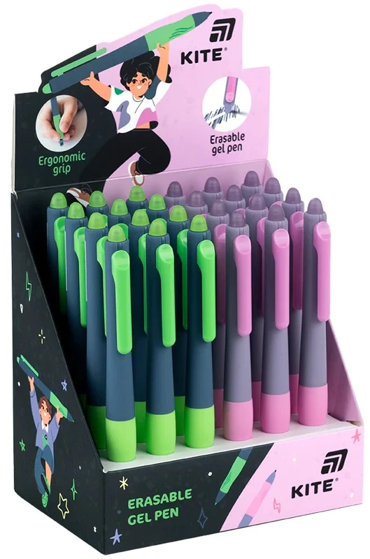 Ištrinamas automatinis gelinis rašiklis KITE, 0.5 mm, mėlynos sp.