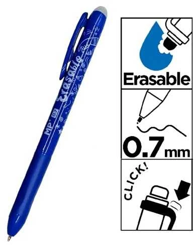 Ištrinamas automatinis gelinis rašiklis MP, 0.7mm, mėlynos sp.