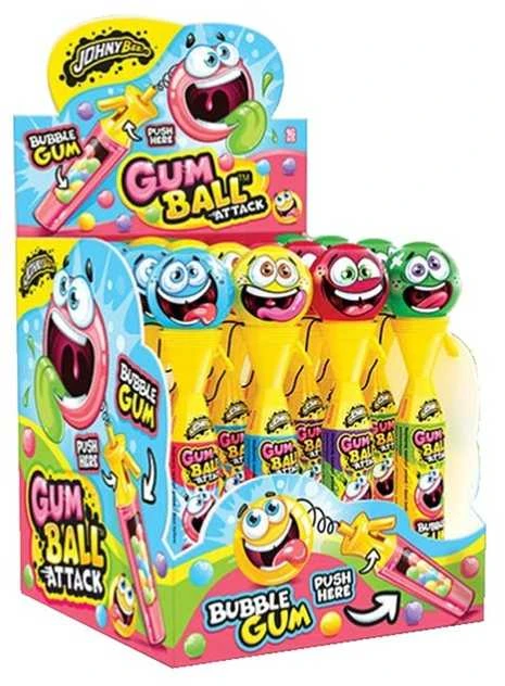 Įvairių vaisių skonio kramtomoji guma su žaisliuku JOHNY BEE Gumball Attack, 10 g