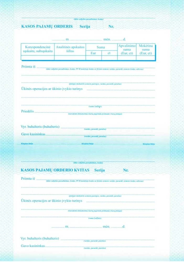 Technoinform Kasos pajamų orderis, A4, pak. – 50 vnt