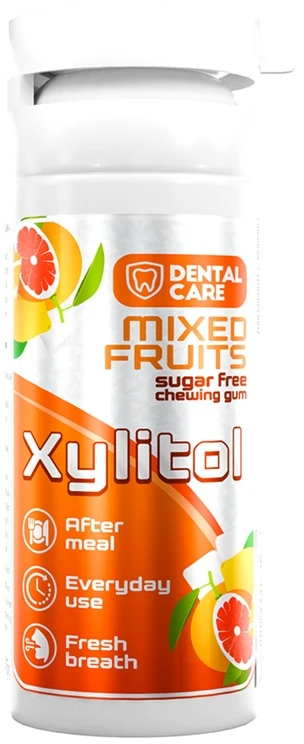 Dental Care Xylitol becukrė kramtomoji guma su ksilitoliu vaisių skonio, 20 vnt.