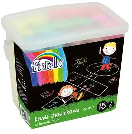 Grand Kreida piešimui ant asfalto FIORELLO, 7 sp., 15 vnt., kibirėlyje