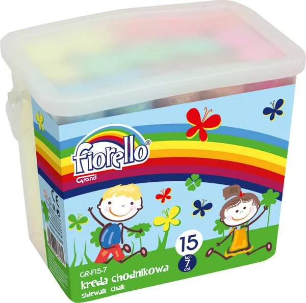 Grand Kreida piešimui ant asfalto FIORELLO, 7 sp., 15 vnt., kibirėlyje