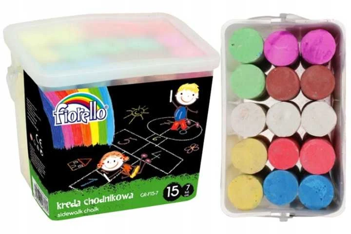 Grand Kreida piešimui ant asfalto FIORELLO, 7 sp., 15 vnt., kibirėlyje