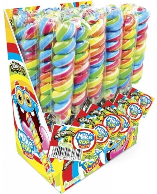 Ledinukas ant pagaliuko JOHNY BEE Twist Pop, braškių skonio, 50 g