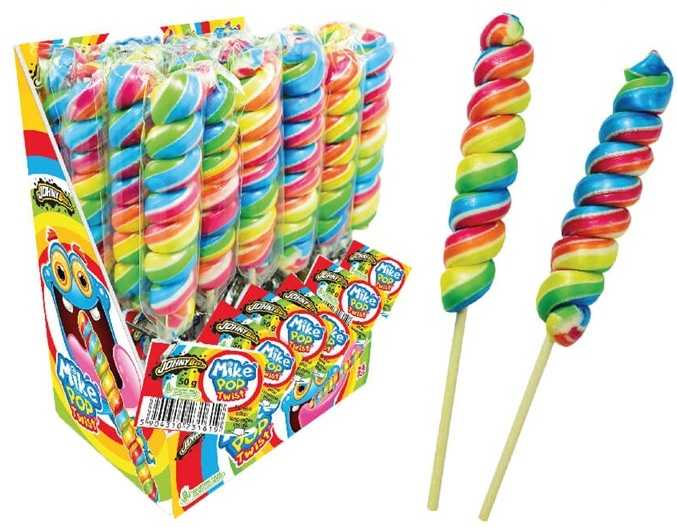 Ledinukas ant pagaliuko JOHNY BEE Twist Pop, braškių skonio, 50 g