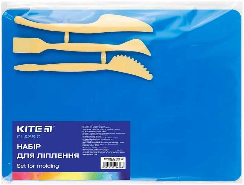 Lentelė plastilinui KITE, 250x180mm, su 3 įrankiais, mėlynos sp.