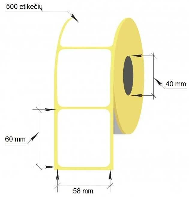 Technoinform Lipnios termo etiketės, 58 x 60 mm, 500 etikečių