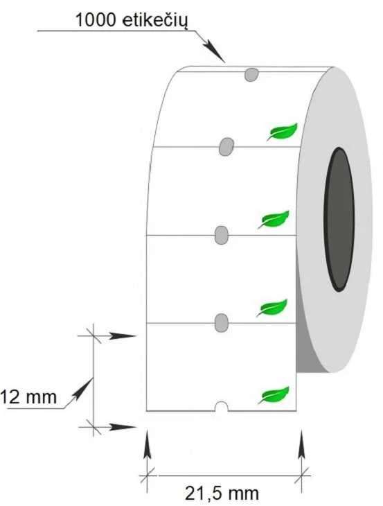 Lipnios etiketės į kainų ženklintuvus, 21,5x12mm, silpno lipnumo, 1000 etik., baltos sp.