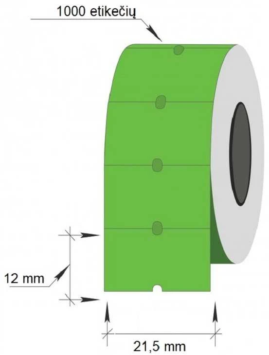 Lipnios etiketės į kainų ženklintuvus, 21,5x12mm, 1000 etik., žalios sp.