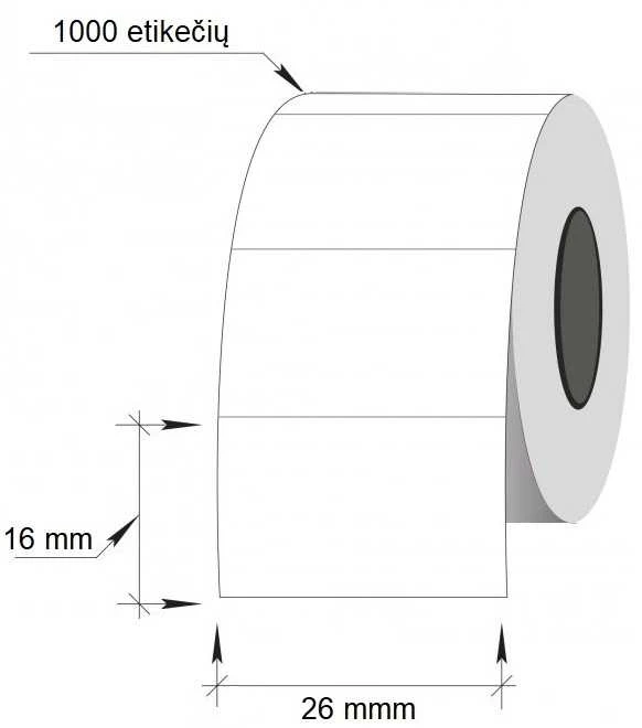 Lipnios etiketės į kainų ženklintuvus, 26x16mm, stačiak., 1000 etik., baltos sp.