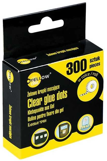 Kw Trade Lipnūs klijų taškeliai, YellowOne, rulonėlyje, skaidrūs, 300vnt.