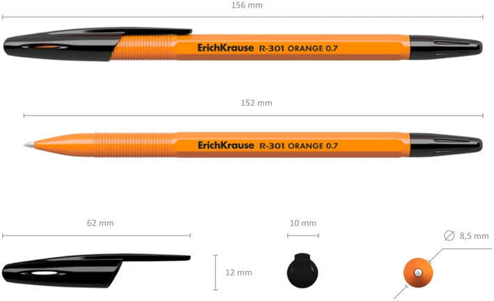 Orange Tušinukas R-301 Oranžinis, ErichKrause, 0.7mm, juodos sp.