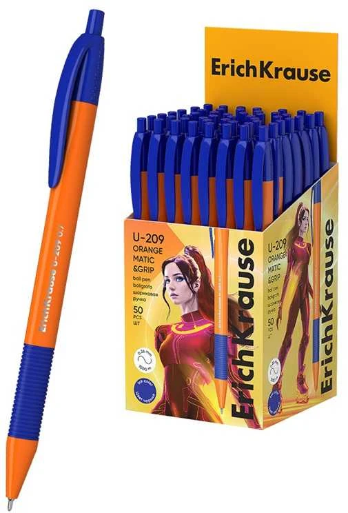 Orange Ultra glide automatinis tušinukas U-209 Oranžinis MATIC&GRIP, ErichKrause, 0.7mm, mėlynos sp.