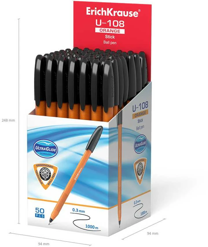 Orange Ultra glide tušinukas U-108 Oranžinis STICK, ErichKrause, 0.7mm, juodos sp.