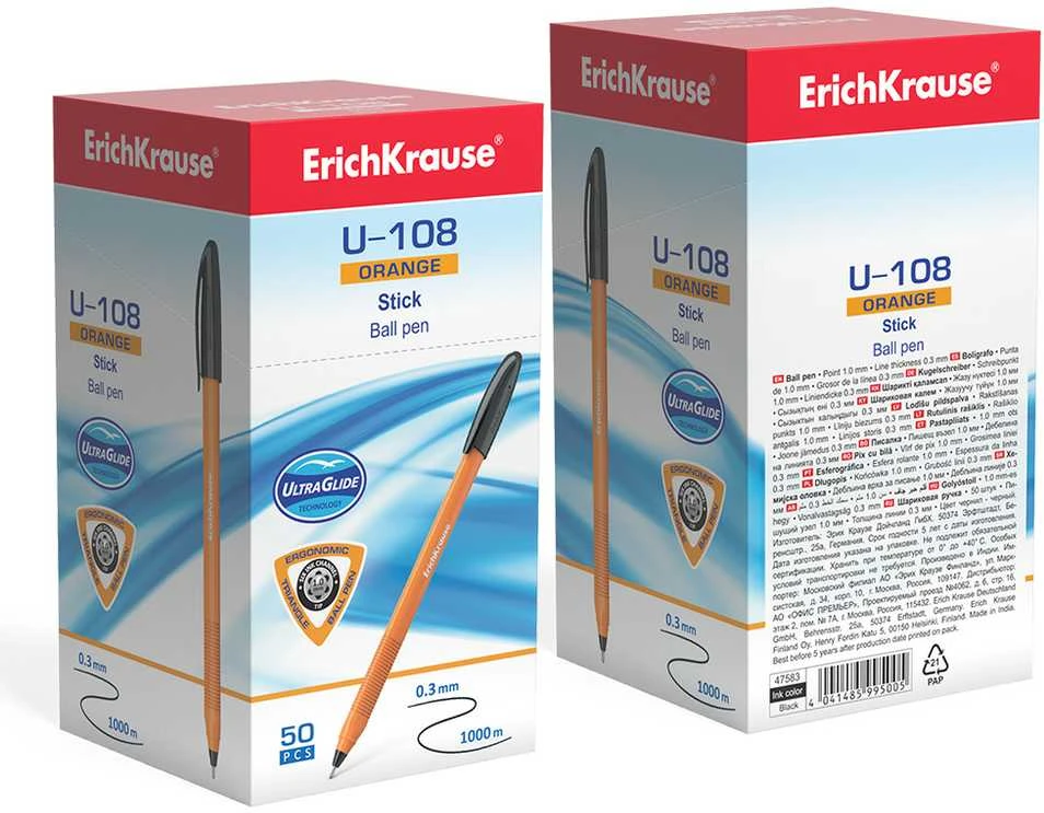 Orange Ultra glide tušinukas U-108 Oranžinis STICK, ErichKrause, 0.7mm, juodos sp.