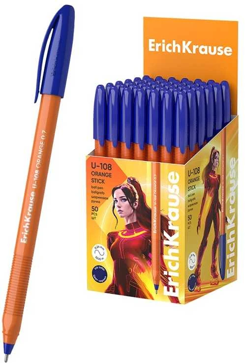 Orange Ultra glide tušinukas U-108 Oranžinis STICK, ErichKrause, 0.7mm, mėlynos sp.