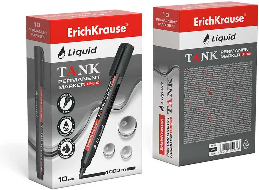 Permanentinis žymeklis LIQUID LP-600, ErichKrause, 0.8-2.25mm, juodos sp.