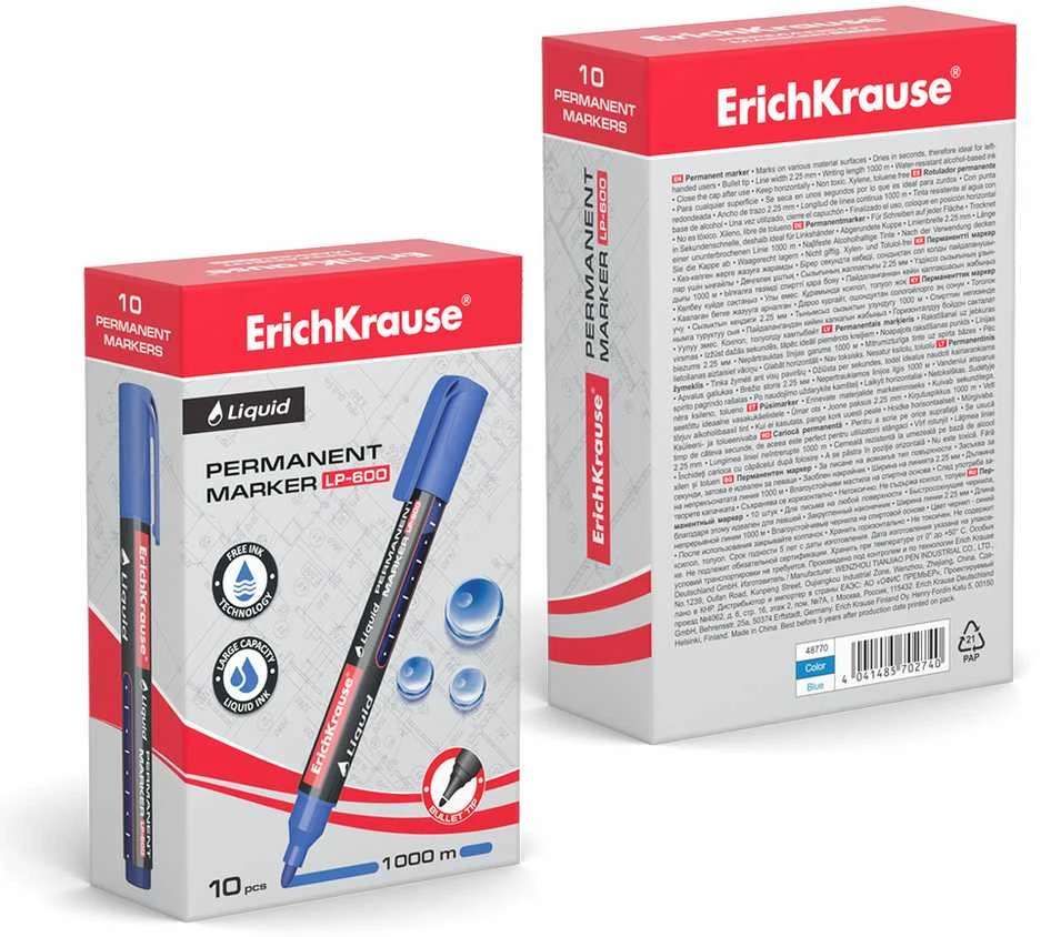 Permanentinis žymeklis LIQUID LP-600, ErichKrause, 0.8-2.25mm, mėlynos sp.