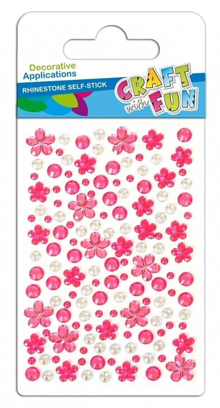 Euro Trade Rožinė Dekoratyviniai krištoliniai karoliukai CRAFT with FUN Rožinė Flowers, lipnūs
