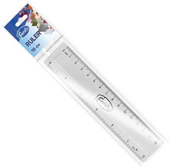 Plastikinė liniuotė FOROFIS, 15cm, skaidri, blisteryje