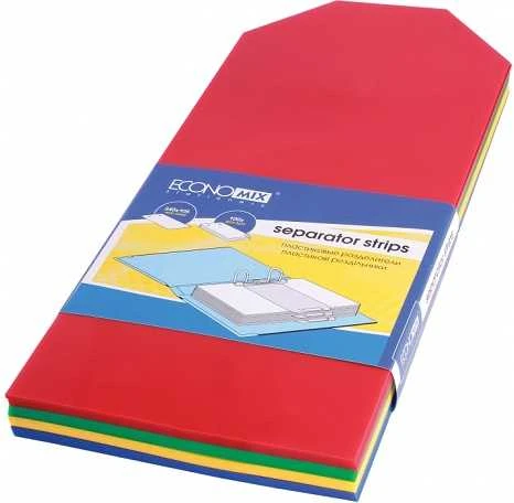 Plastikiniai skirtukai, EconoMix, 240x105mm, 160mkr, plastikiniai, 4 sp., 100vnt.