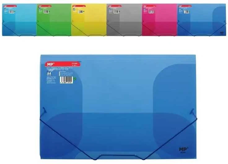 Plastikinis dėklas su guma MP, A4, 500 mkr, 6 sp.