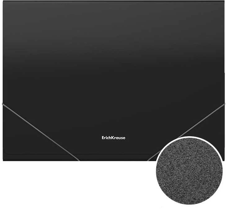 Plastikinis dėklas su skyriais Matinis CLASSIC, ErichKrause, A4, 600mkr, 12 skyrių, su guma, juodos sp.