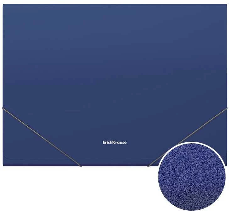 Plastikinis dėklas su skyriais Matinis CLASSIC, ErichKrause, A4, 600mkr, 12 skyrių, su guma, mėlynos sp.