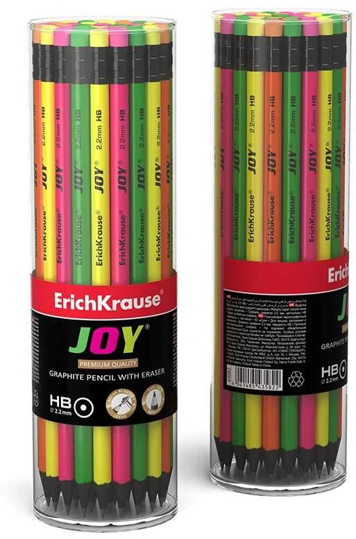 Plastikinis grafitinis pieštukas JOY, ErichKrause, HB, su trintuku