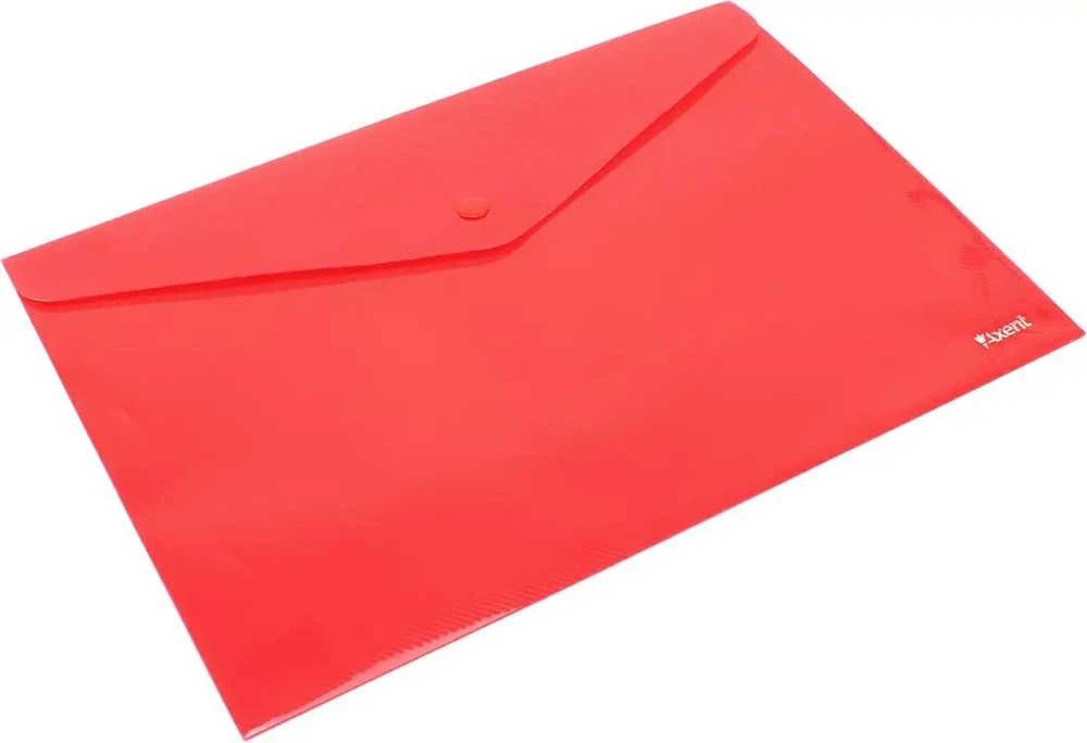 Plastikinis vokas su spaustuku AXENT, A4, 180mkr, nepermatomas, raudonos sp.
