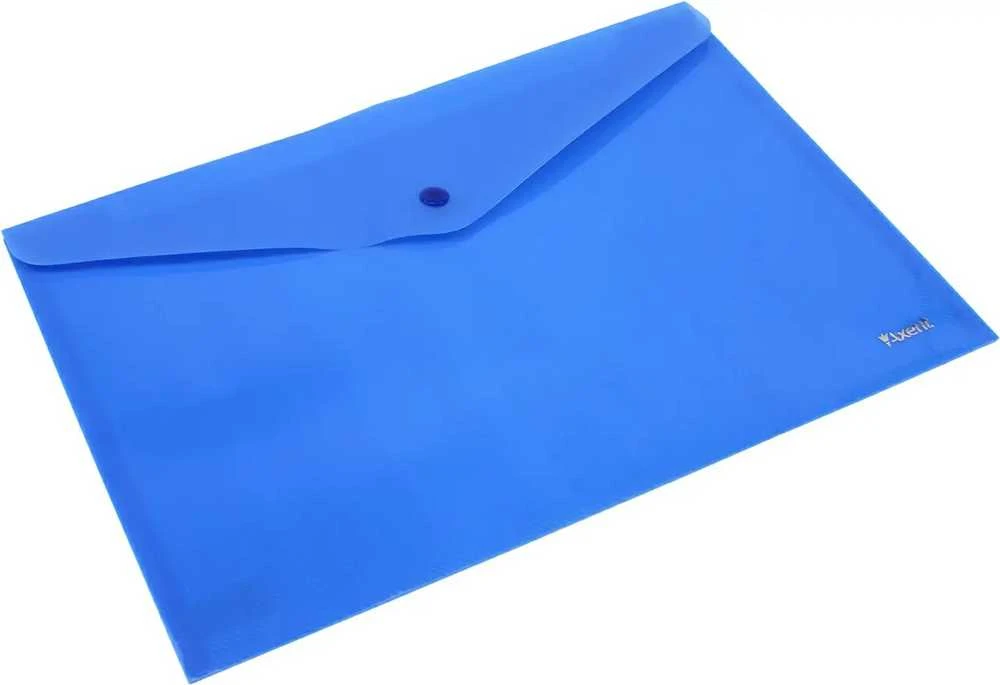 Plastikinis vokas su spaustuku AXENT, A4, 180mkr, nepermatomas, mėlynos sp.