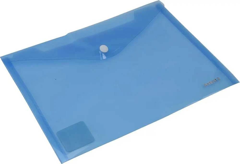 Plastikinis vokas su spaustuku AXENT, A5, 180mkr, permatomas, mėlynos sp.