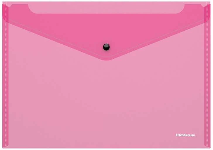 Plastikinis vokas su spaustuku GLOSSY NEON, ErichKrause, A4, 180mkr, permatomas, 4 sp.