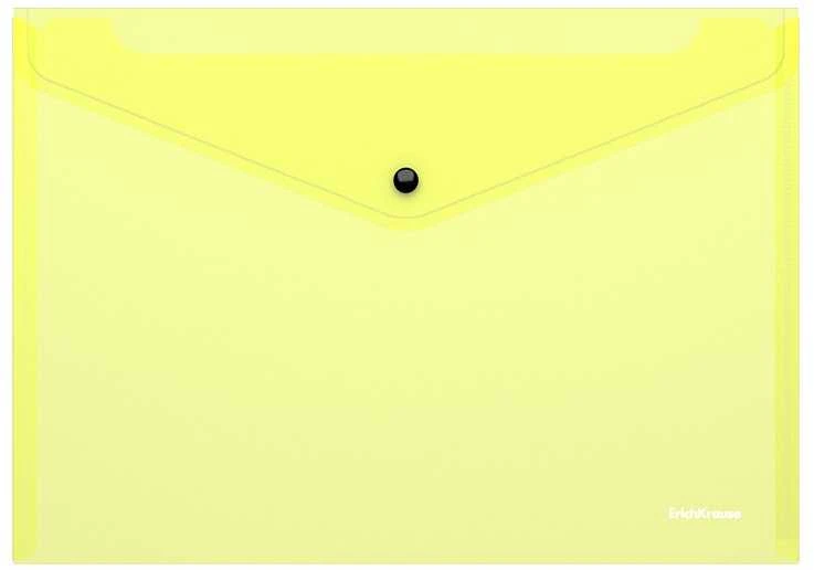 Plastikinis vokas su spaustuku GLOSSY NEON, ErichKrause, A4, 180mkr, permatomas, 4 sp.