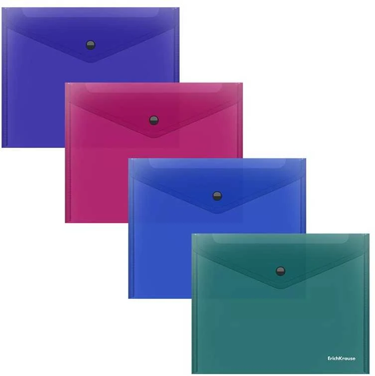 Plastikinis vokas su spaustuku GLOSSY VIVID, ErichKrause, A5+, 180mkr, permatomas, 4 sp.