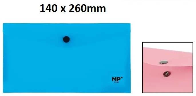 Plastikinis vokas su spaustuku MP, 260x140mm, 260mkr, nepermatomas, 6 sp.