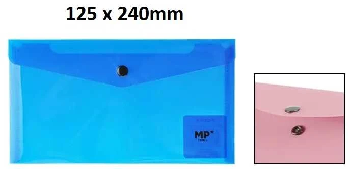 Plastikinis vokas su spaustuku MP, C65 (240x125mm), 260mkr, permatomas, 6 sp.