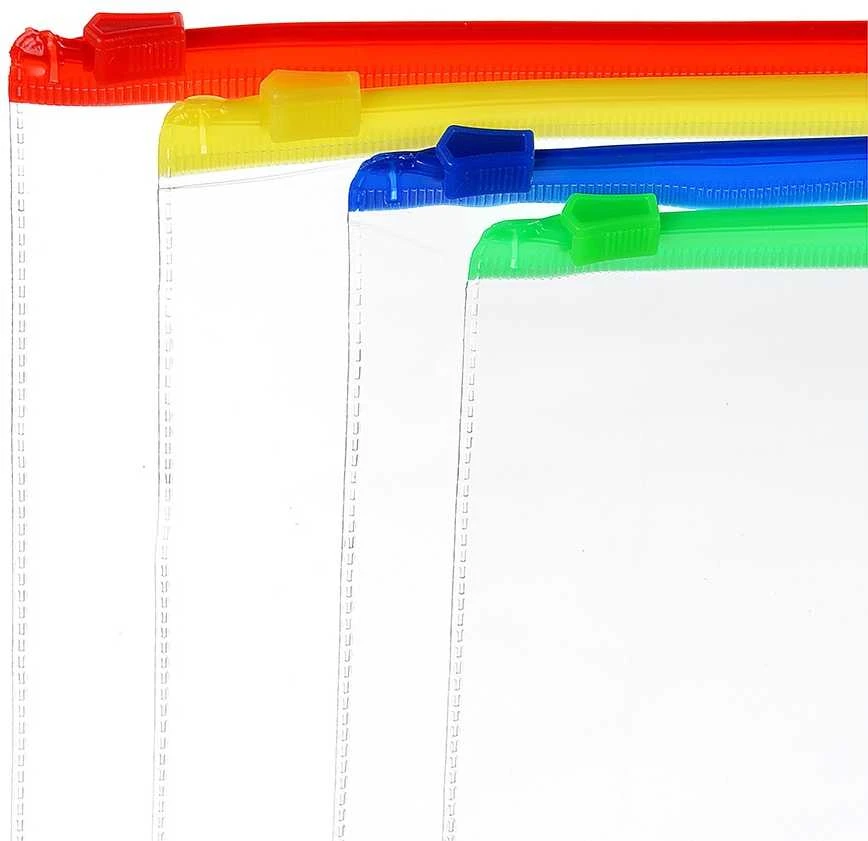 Plastikinis vokas su užtrauktuku ZIP POCKET, ErichKrause, B6, 140 mkr, skaidrus, su spalvotu užtrauktuku